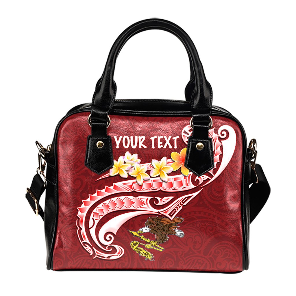 American Samoa Custom Personalised Shoulder Handbag - AS Seal Polynesian Patterns Plumeria - Polynesian Pride