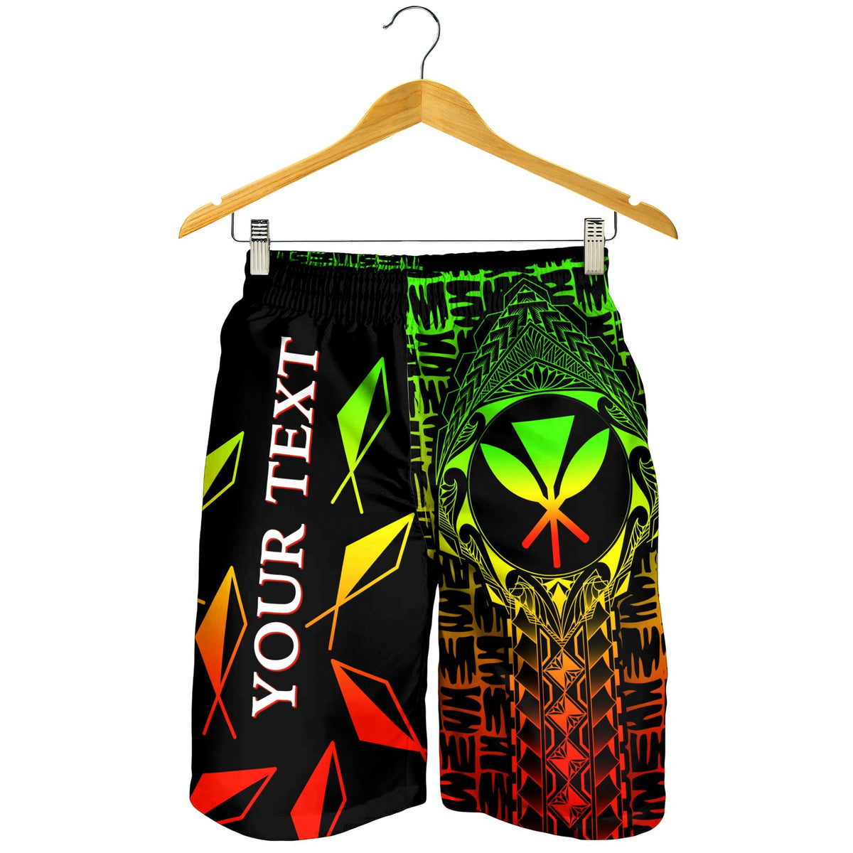 Hawaii Custom Personalised Men's Shorts - Kanaka Maoli Rocket Style (Reggae) - Polynesian Pride