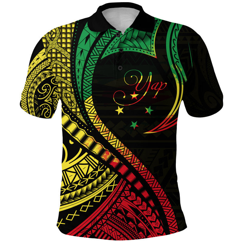 Yap Polo Shirt Federated States of Micronesia Reggae Wave Style LT9 Adult Reggae - Polynesian Pride