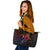 Yap State Leather Tote - Butterfly Polynesian Style Black - Polynesian Pride