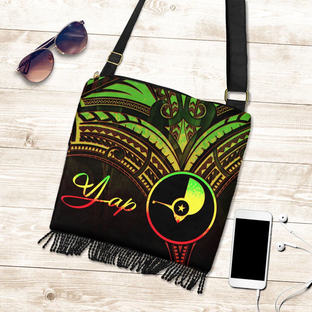 Yap State Boho Handbag - Reggae Color Cross Style One Size Boho Handbag Black - Polynesian Pride