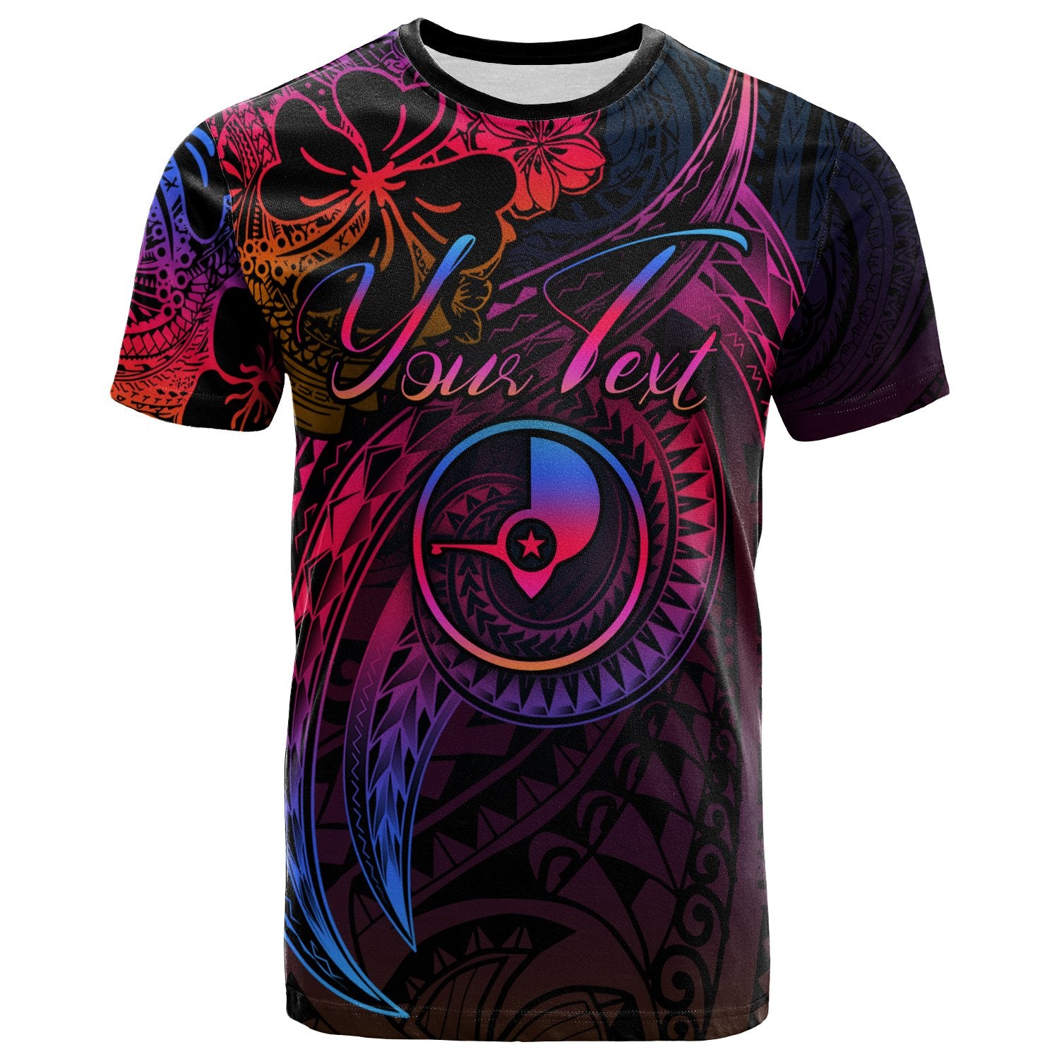 Yap State Custom T Shirt Rainbow Style Unisex Black - Polynesian Pride