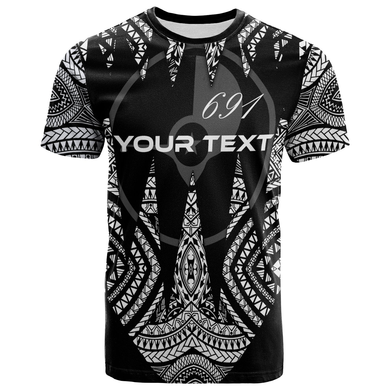 Yap Custom T Shirt Micronesian Teeth Shark Style White Unisex Black - Polynesian Pride