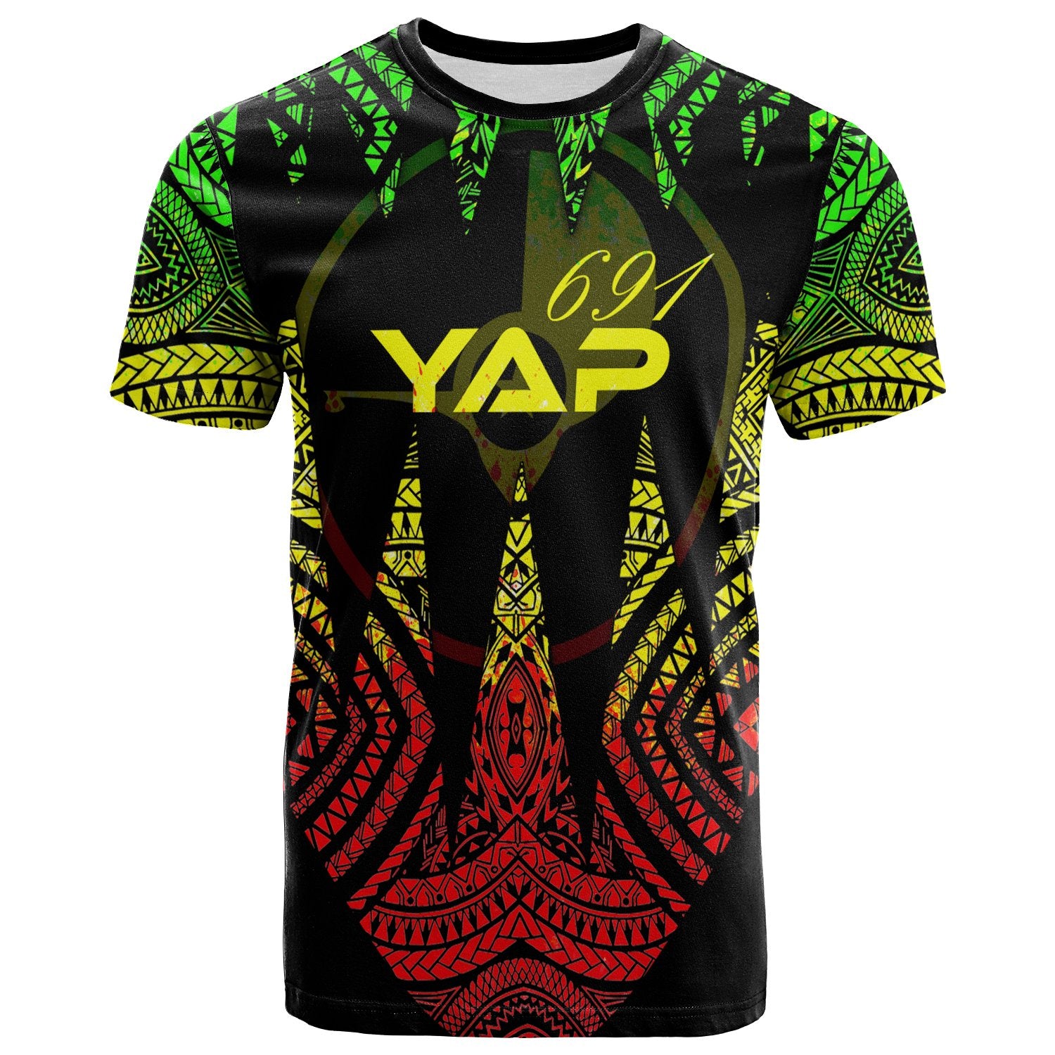 Yap T Shirt Micronesian Teeth Shark Style Reggae Unisex Black - Polynesian Pride
