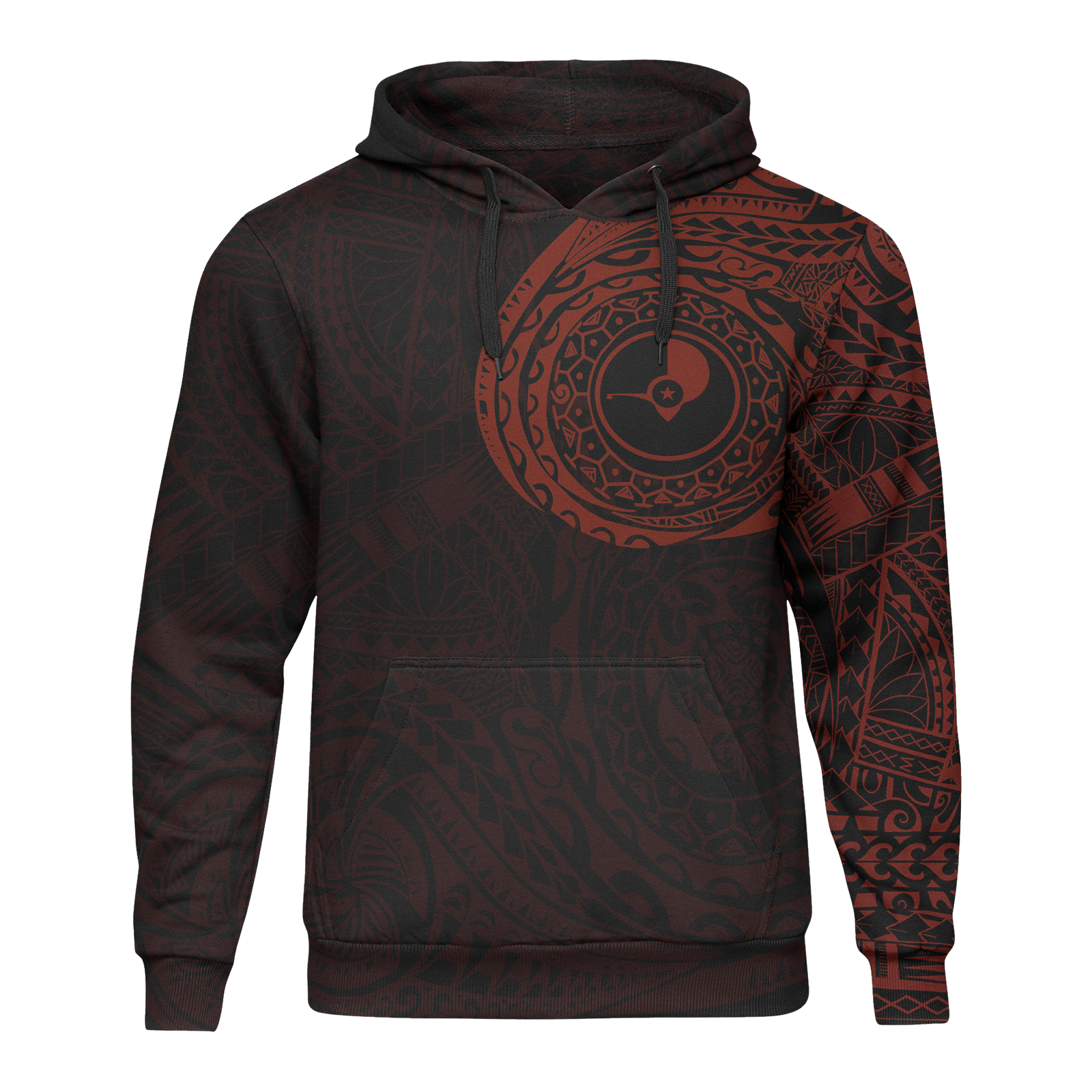 Micronesia All Over Print Hoodie Yap In My Heart Red Unisex Black - Polynesian Pride
