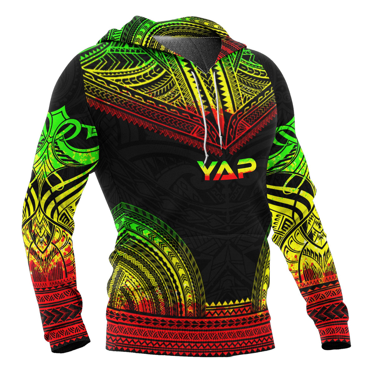 Yap All Over Hoodie Micronesian Reggae Color Version Chief Style Unisex Reggae - Polynesian Pride
