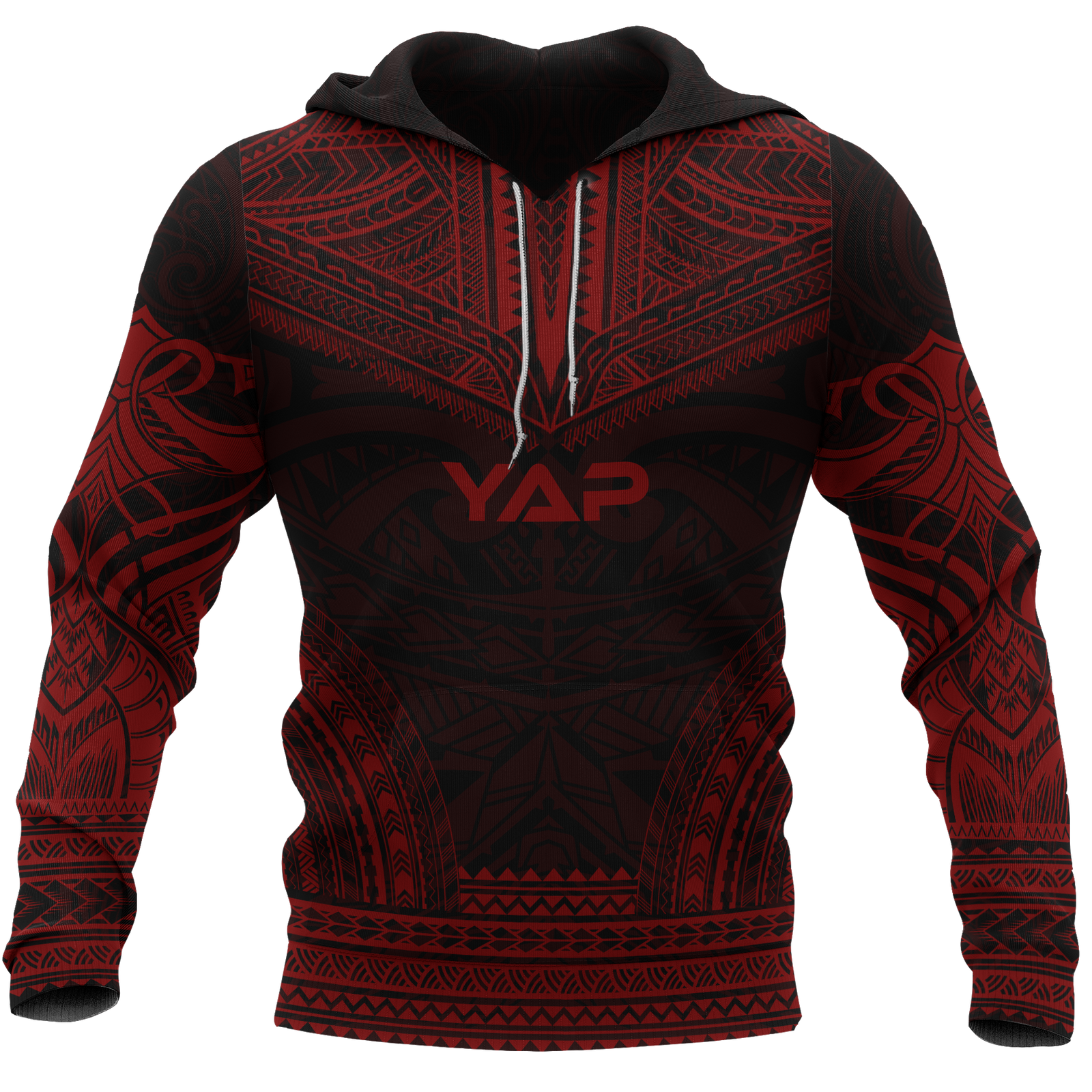 Yap Polynesian Chief Hoodie Red Version Unisex Red - Polynesian Pride