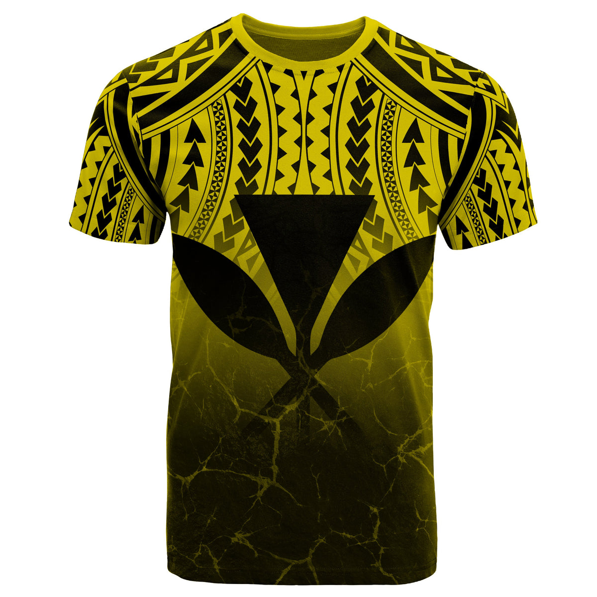 Hawaii Polynesian Kanaka Map Eruption T Shirt Roman Style Yellow - Polynesian Pride