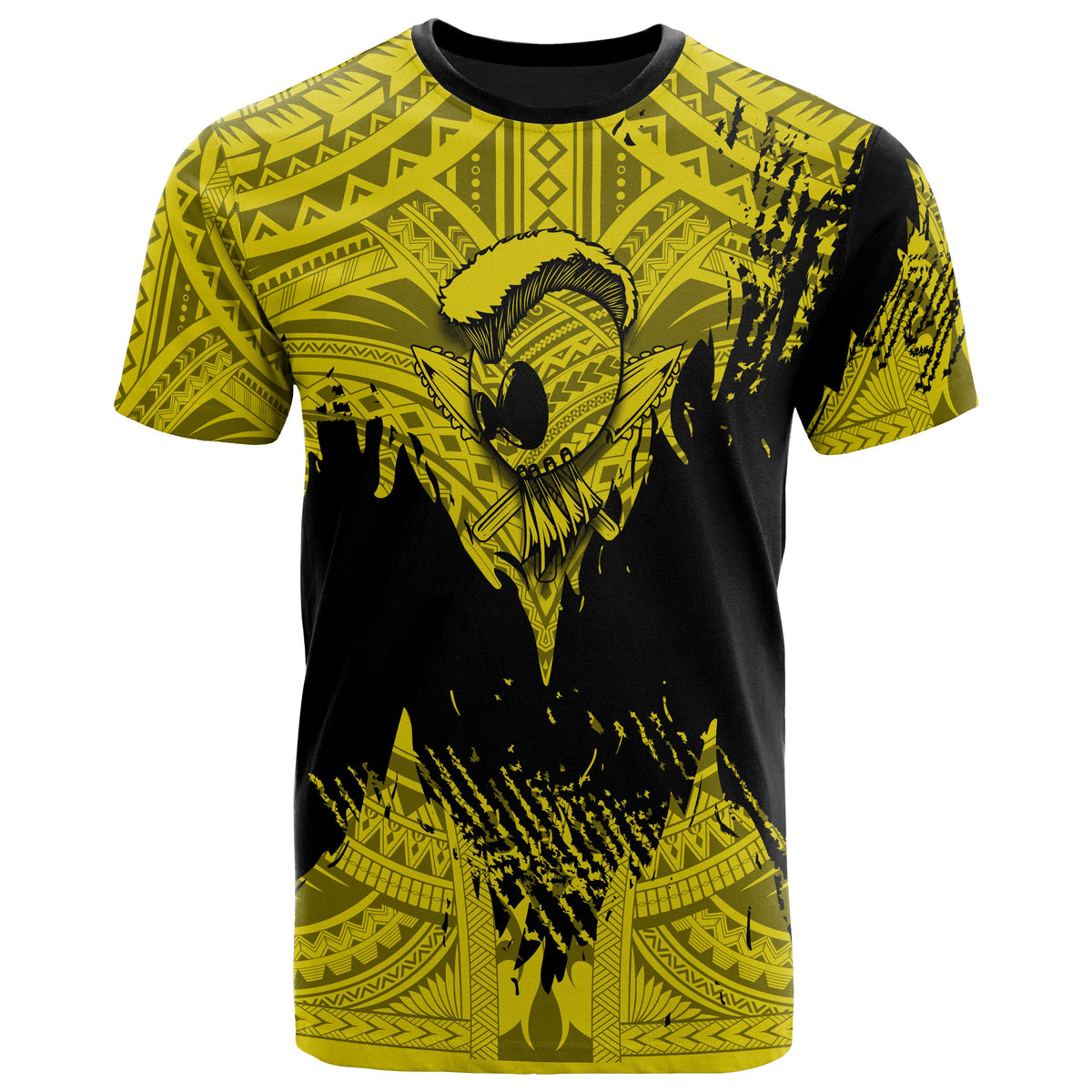 Hawaii Polynesian Warrior Ikaika T Shirt Benjamin Style Yellow - Polynesian Pride