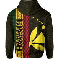 Polynesian Kakau Kanaka Flag Map of Hawaii Zip Hoodie Yellow - Polynesian Pride