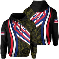 Hawaii Flag Polynesian Hoodie Zip Yellow Ten Style Unisex Yellow - Polynesian Pride