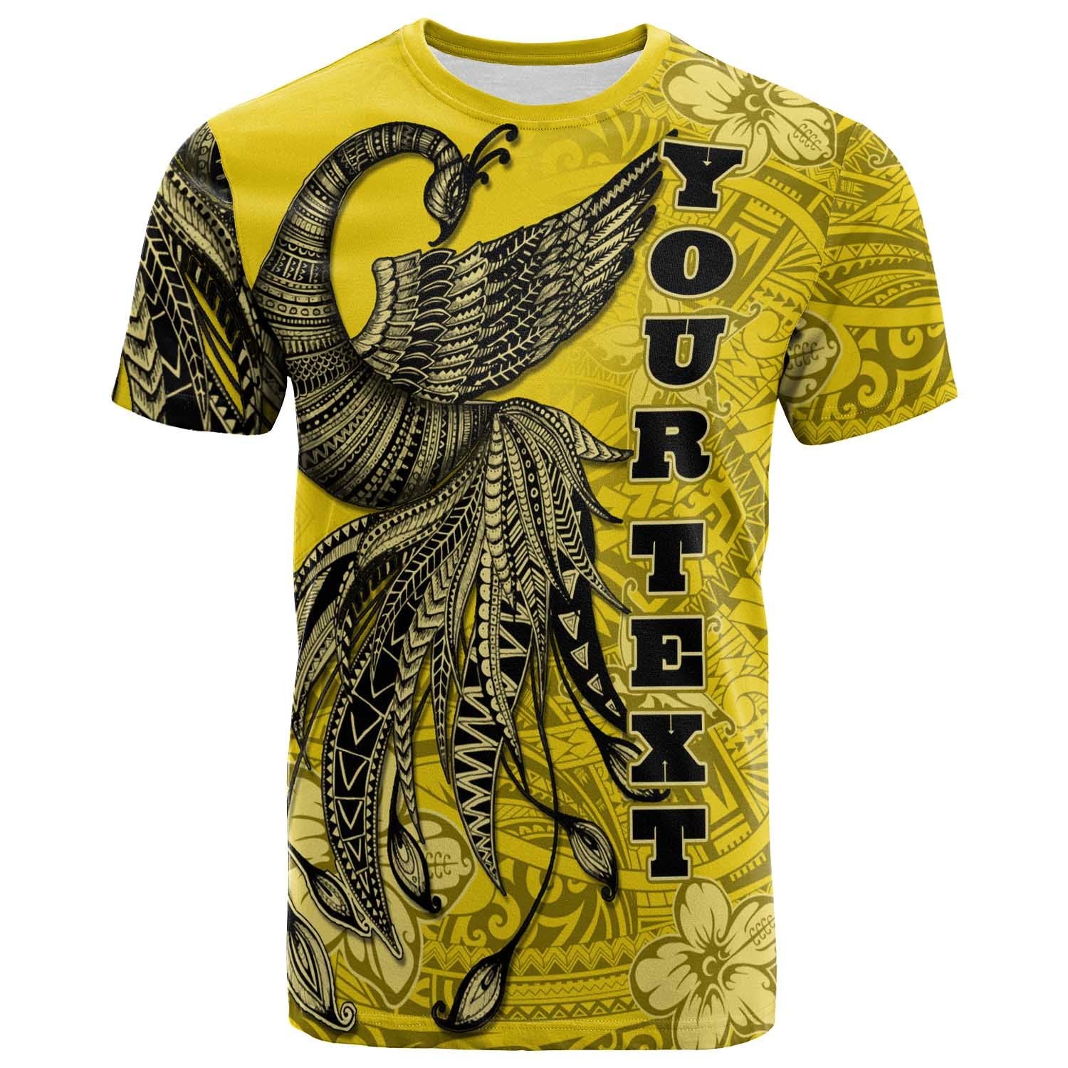 Fiji Custom T Shirt Polynesian Phoenix Bird, Fairytales Bird Yellow Unisex Yellow - Polynesian Pride