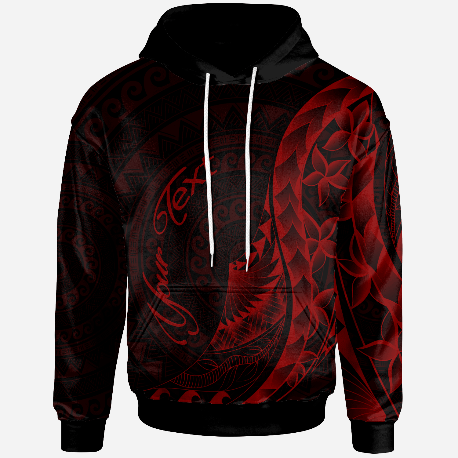 French Polynesia Hoodie Custom Polynesian Pattern Style Red Color Unisex Red - Polynesian Pride