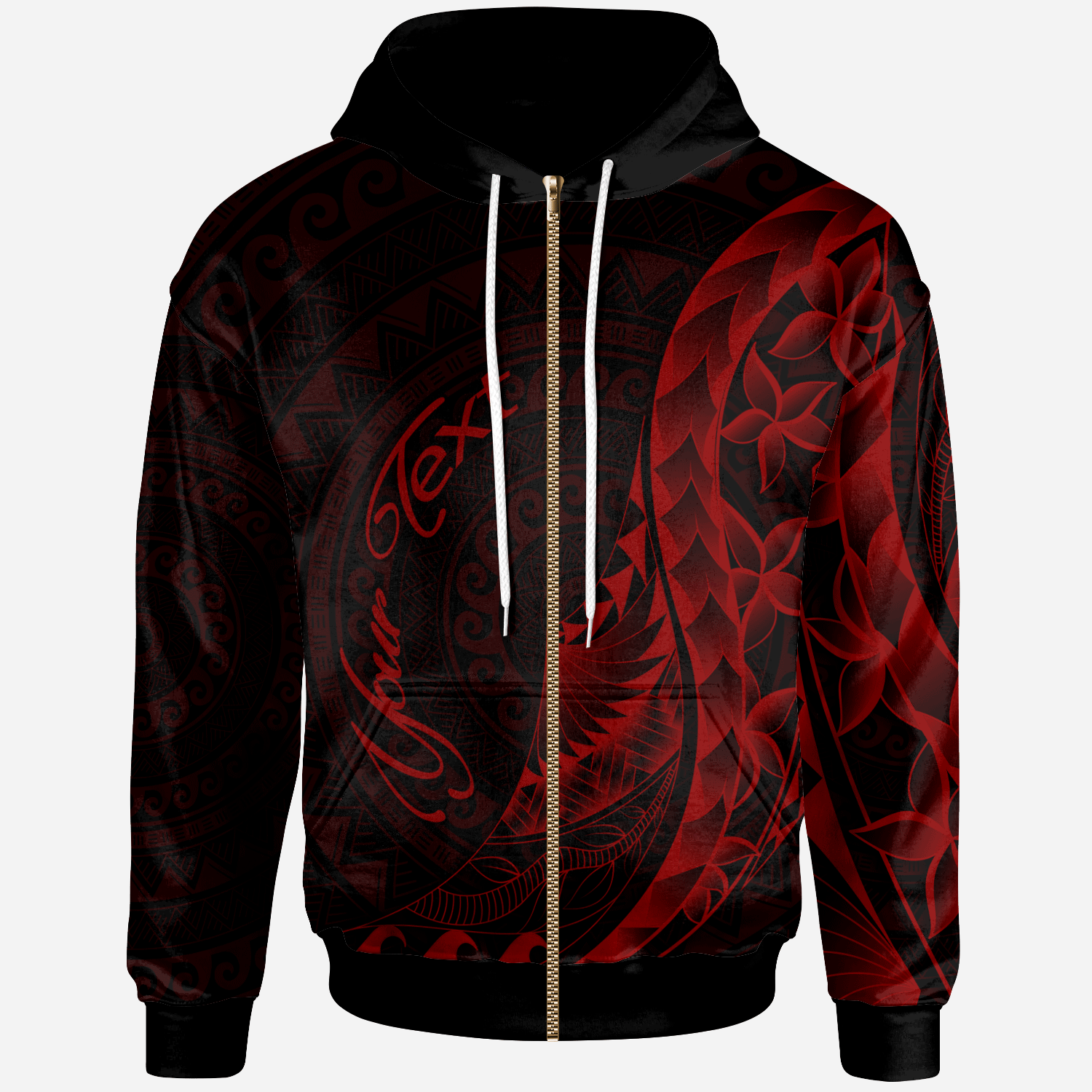 Vanuatu Zip Hoodie Custom Polynesian Pattern Style Red Color Unisex Red - Polynesian Pride