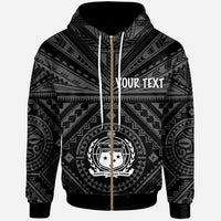 Samoa Custom Zip up Hoodie Samoa Seal In Polynesian Tattoo Style Unisex Black - Polynesian Pride