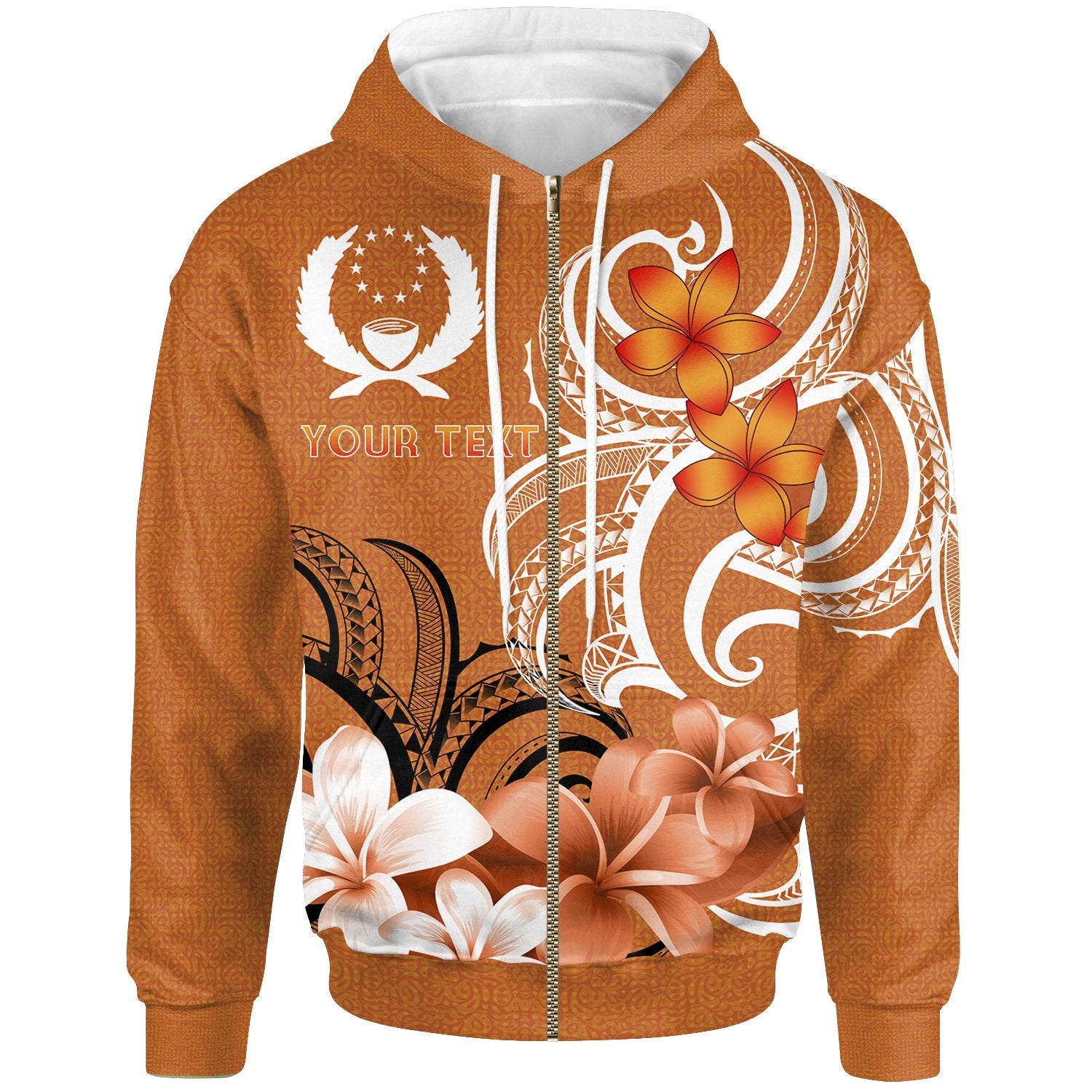 Custom Pohnpei Custom Zip up Hoodie Pohnpei Spirit Unisex Orange - Polynesian Pride