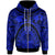 Polynesian Zip up Hoodie Guam Flag, Seal with Maui Moana Tattoo Unisex Blue - Polynesian Pride