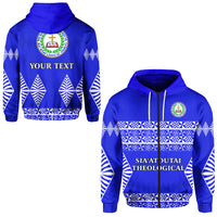 Custom Siaatoutai Theological College Zip Hoodie Tonga Pattern LT13 Unisex Blue - Polynesian Pride