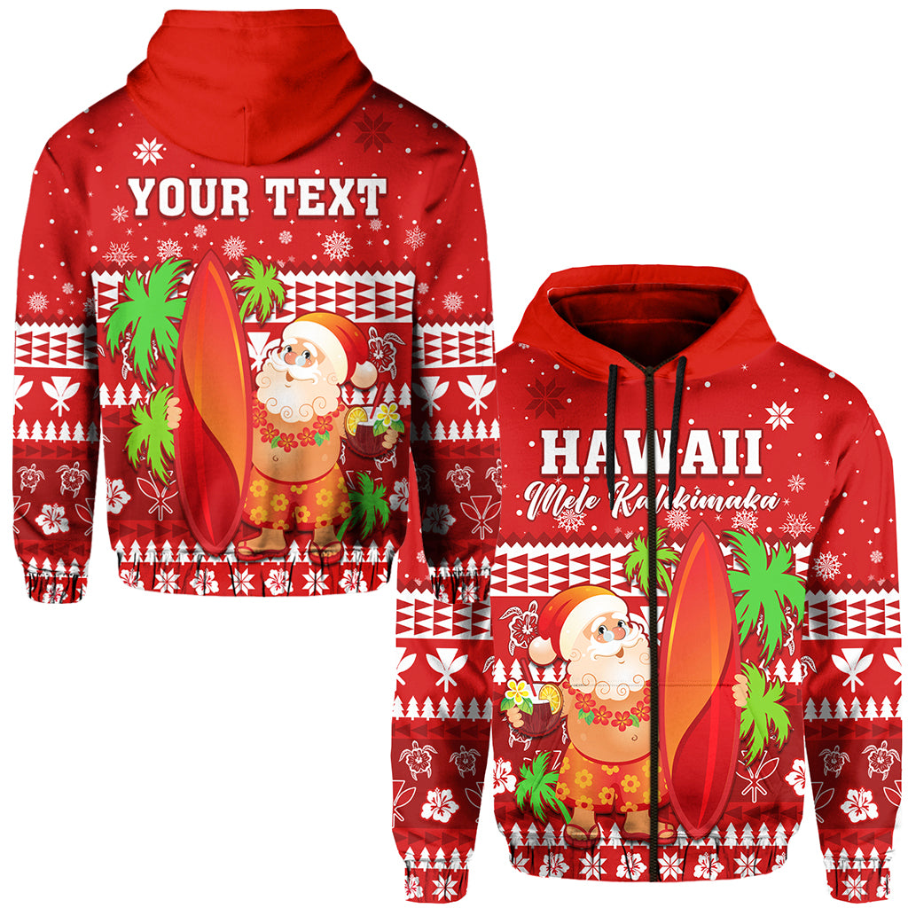 (Custom Personalised) Mele Kalikimaka Zip Hoodie Santa Claus Hawaii Christmas | Polynesianpride.co