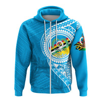 Custom Vanuatu Torba Province Zip up Hoodie Torba Emblem LT7 Unisex Blue - Polynesian Pride