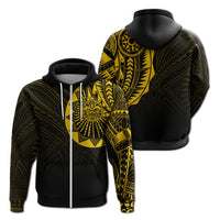 Polynesian Full Sleeve Tattoo Zip up Hoodie Gold Vibes LT7 - Polynesian Pride