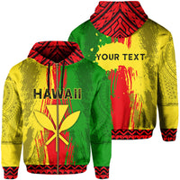Personalized Hawaii Polynesian Kanaka Unisex Hoodie Zip Unisex Red - Polynesian Pride