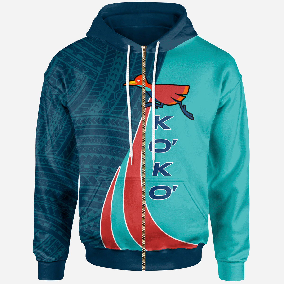 Guam Zip Hoodie KoKo Sport Unisex Blue - Polynesian Pride