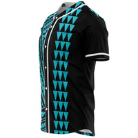 Hawaii Polynesian Kakau Baseball Jersey V.3 - Freestyle - Blue - Polynesian Pride