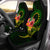 Cook Islands Polynesian Custom Personalised Car Seat Covers - Floral With Seal Flag Color Universal Fit Green - Polynesian Pride