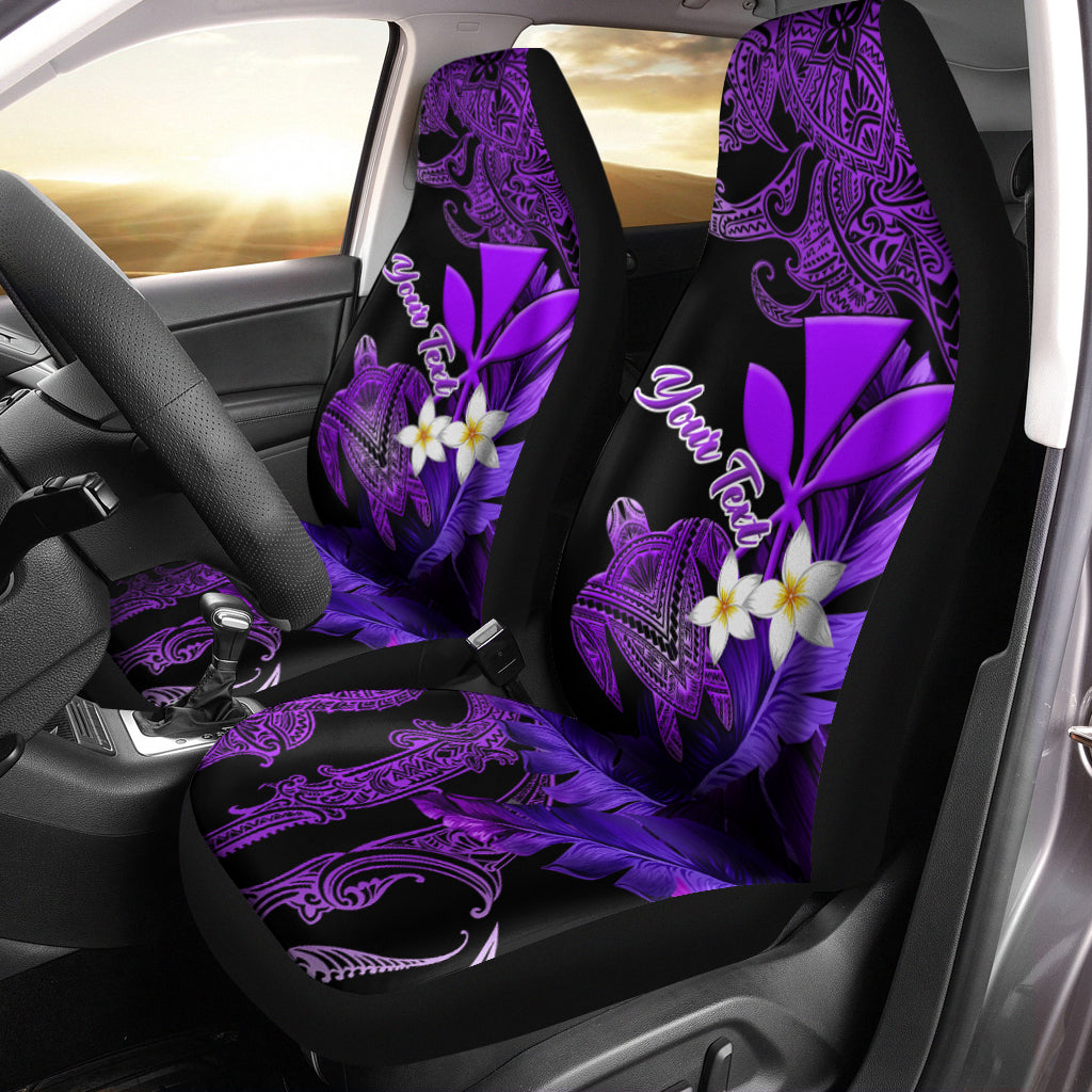 (Custom Personalised) Turtle With Plumeria Leaf Purple Car Seat Covers - LT12 - Polynesian Pride