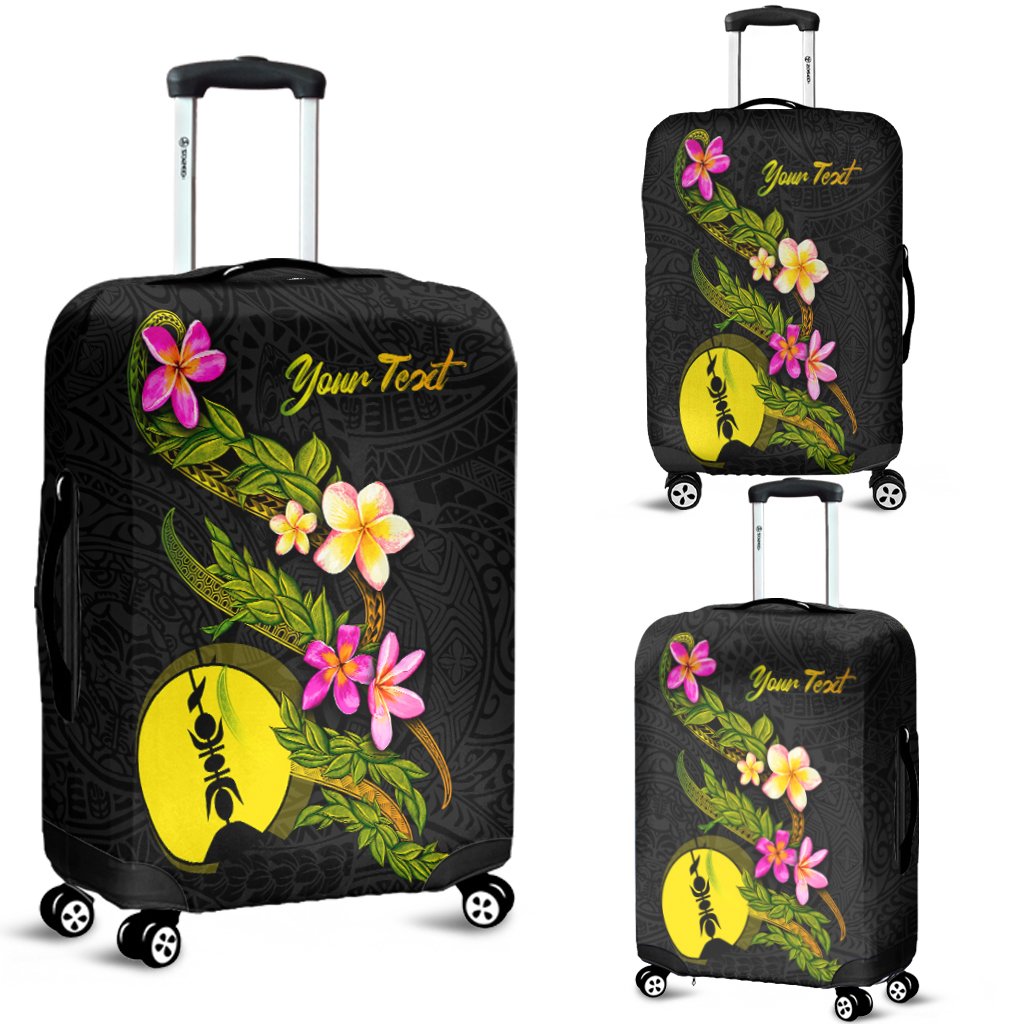New Caledonia Polynesian Custom Personalised Luggage Covers - Plumeria Tribal Black - Polynesian Pride