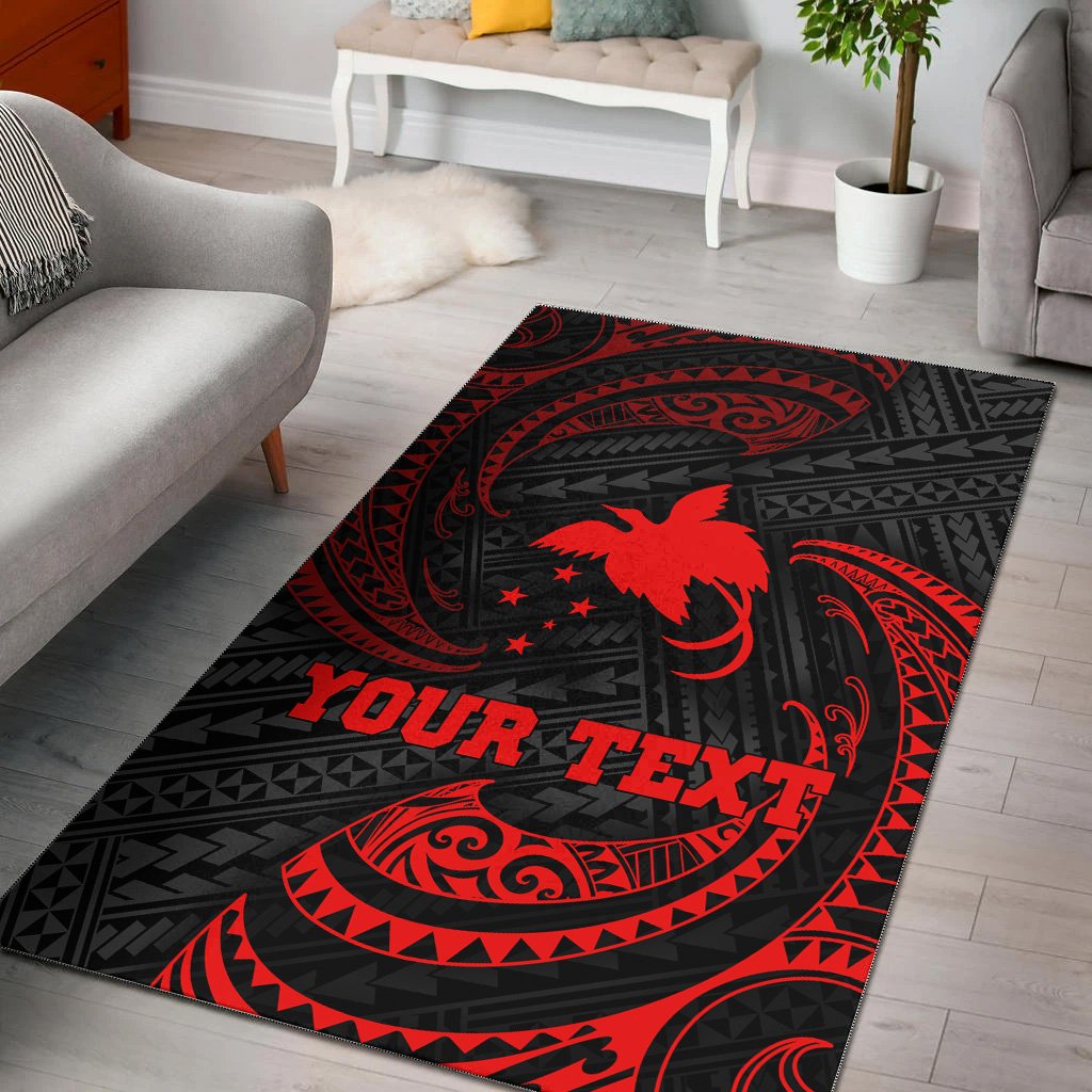 Papua New Guinea Polynesian Custom Personalised Area Rug - Red Tribal Wave Red - Polynesian Pride