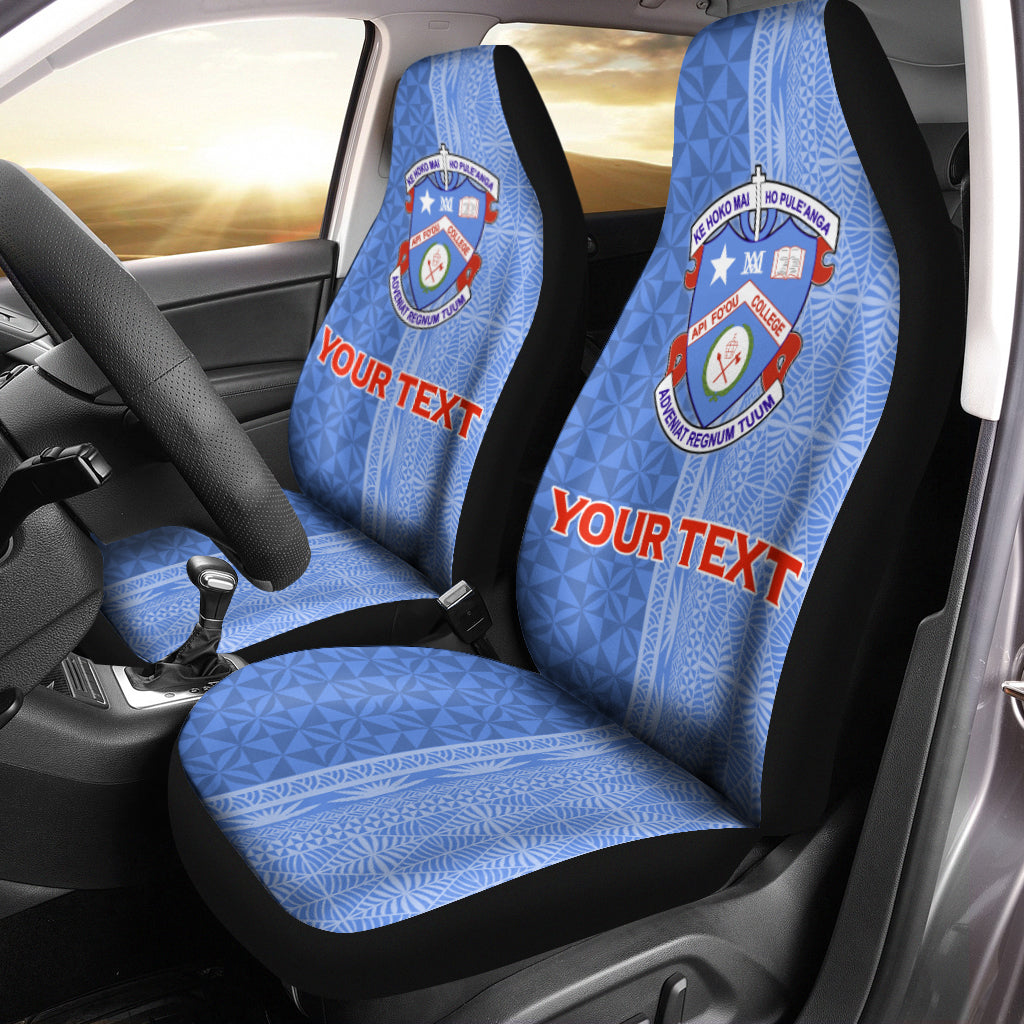 (Custom Personalised) Tonga Apifo'ou College Car Seat Covers - Tongan Tribal - LT12 Universal Fit Blue - Polynesian Pride