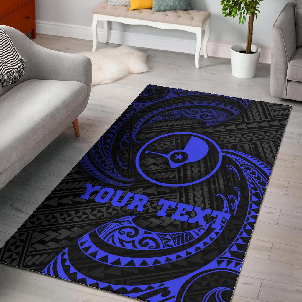 Yap Polynesian Custom Personalised Area Rug - Blue Tribal Wave Blue - Polynesian Pride