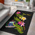 Samoa Polynesian Custom Personalised Area Rug - Plumeria Tribal Black - Polynesian Pride