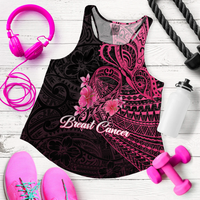 (Custom Personalised) Breast Cancer Pink Ribbon Butterfly Polynesian Black Version Women Tank Top - LT12 Women Black - Polynesian Pride