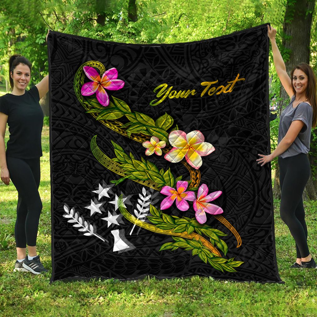 Kosrae Polynesian Custom Personalised Quilt - Plumeria Tribal Black - Polynesian Pride