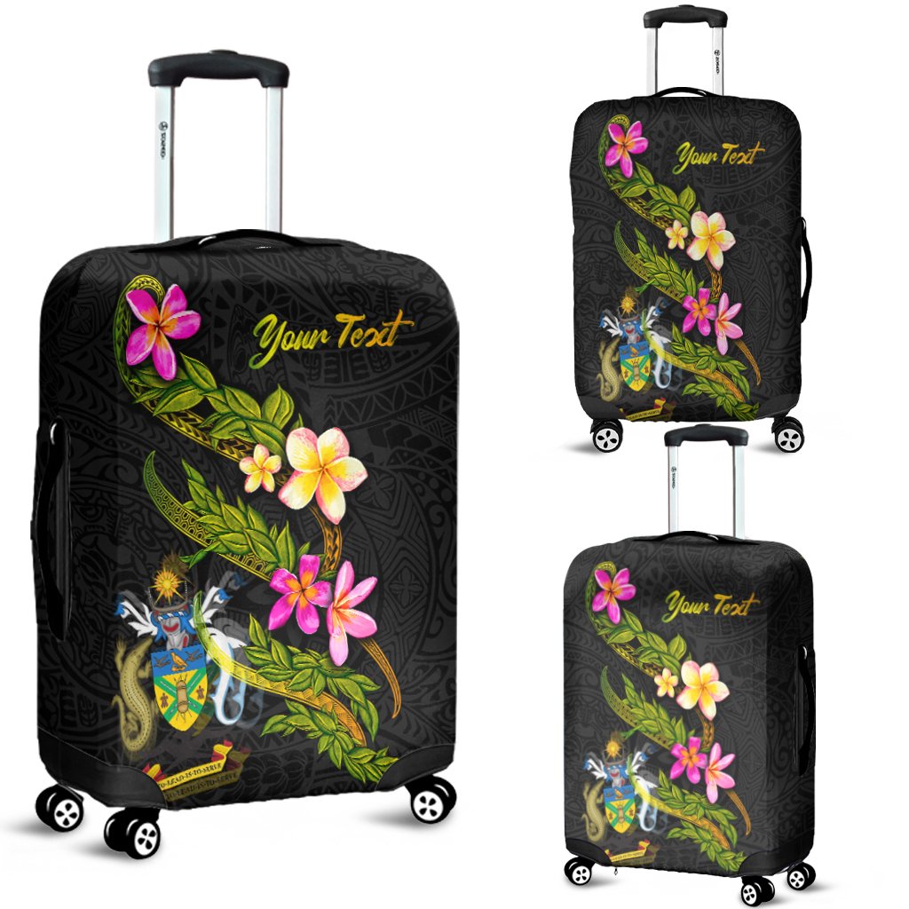 Solomon Islands Polynesian Custom Personalised Luggage Covers - Plumeria Tribal Black - Polynesian Pride