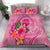 Northern Mariana Islands Polynesian Custom Personalised Bedding Set - Floral With Seal Pink pink - Polynesian Pride