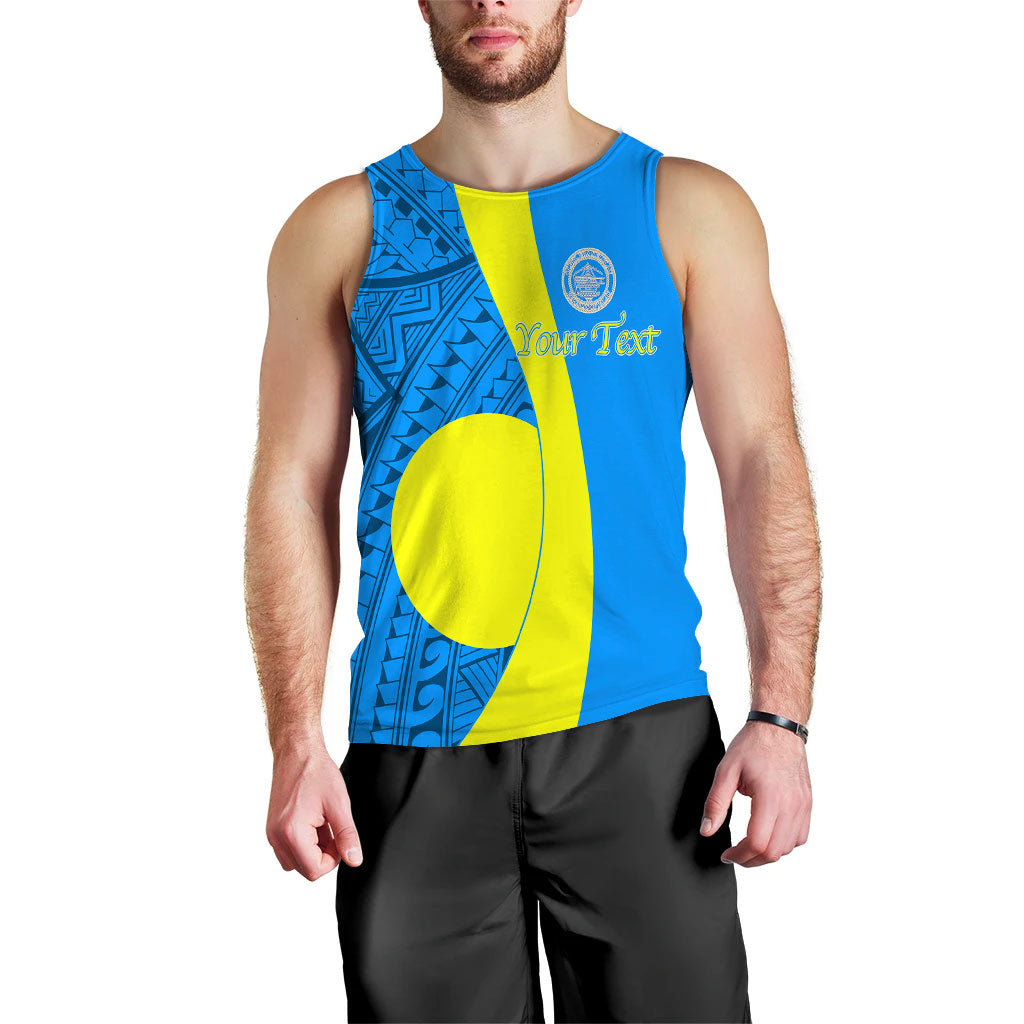 (Custom Personalised) Palau Men Tank Top - Tribal Pattern - LT12 - Polynesian Pride