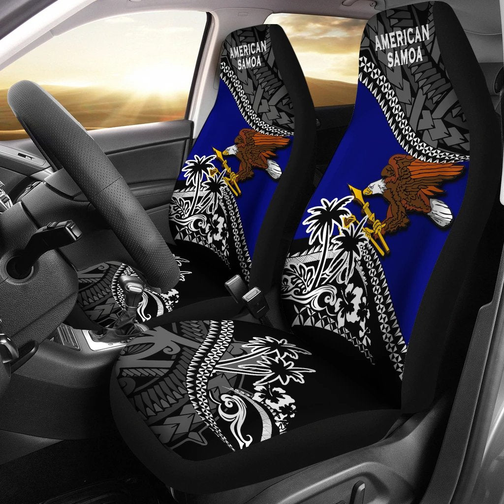 American Samoa Car Seat Covers Fall In The Wave Universal Fit Black - Polynesian Pride