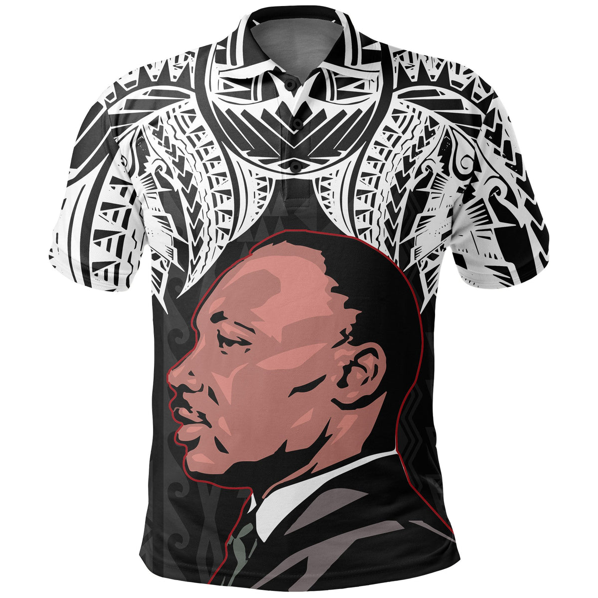 American Samoa Polo Shirt Martin Luther King Jr. Unisex Black - Polynesian Pride