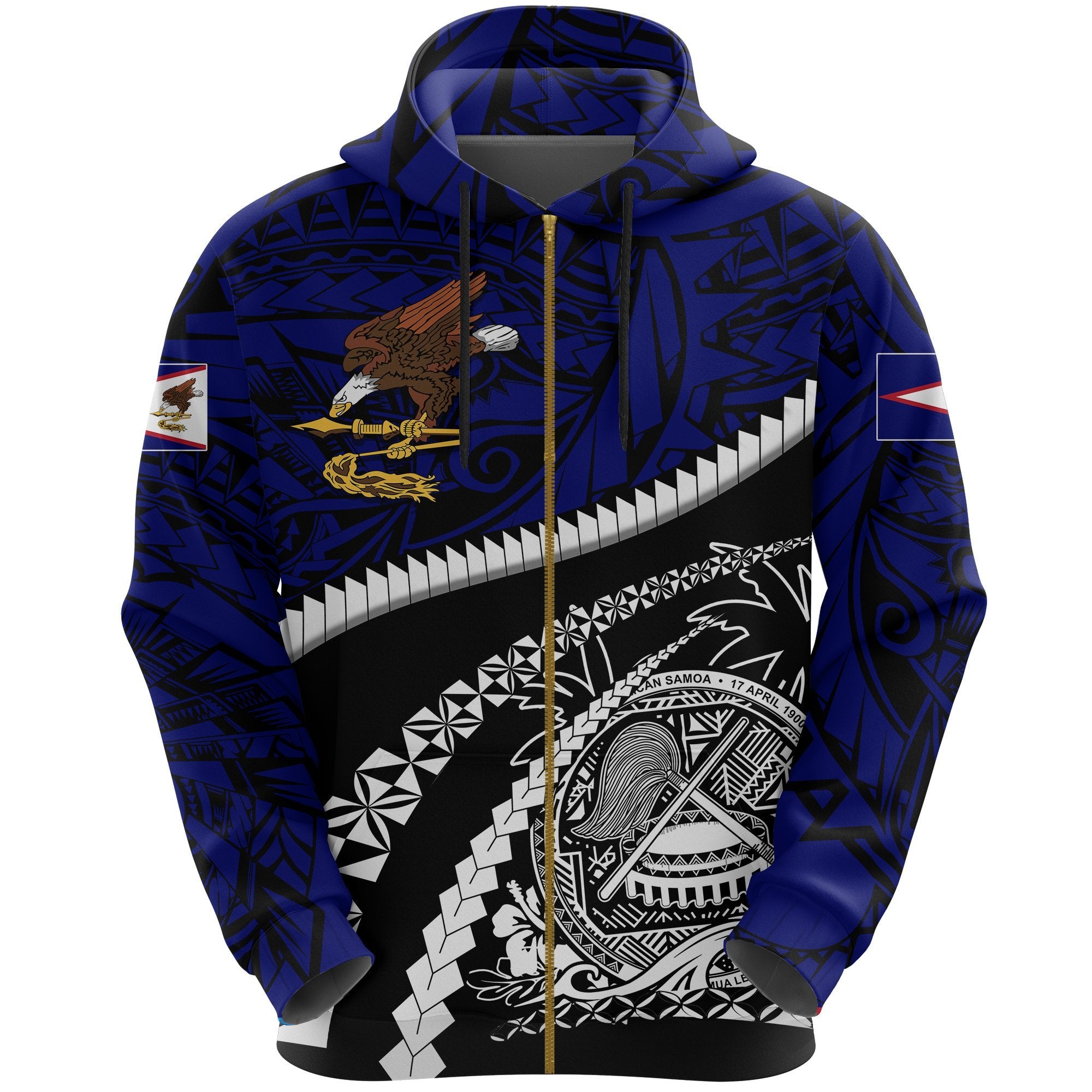 American Samoa Zip up Hoodie Road To Hometown Unisex Blue - Polynesian Pride
