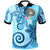 American Samoa Polo Shirt Tribal Plumeria Pattern Unisex Blue - Polynesian Pride