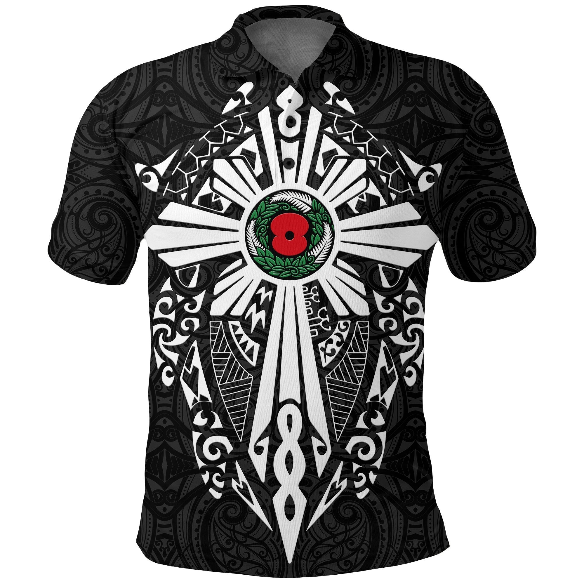 New Zealand ANZAC Polo Shirt, Lest We Forget Maori Cross Tattoo Golf Shirt Unisex Black - Polynesian Pride