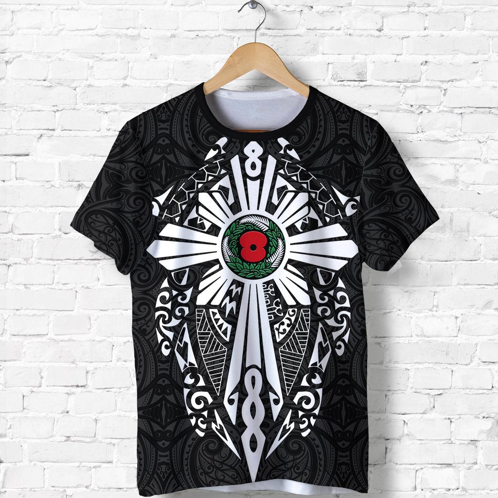 New Zealand Anzac Shirt, Lest We Forget Maori Cross Tattoo T Shirt Unisex Black - Polynesian Pride