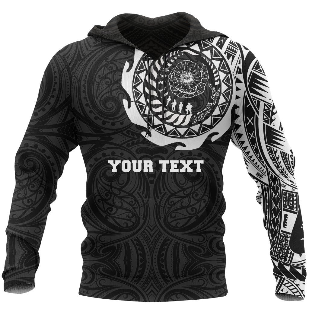 New Zealand ANZAC Hoodie, Lest We Forget Maori Tattoo Pullover Hoodie Customized Unisex Black - Polynesian Pride