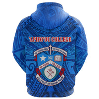 Custom Kolisi Apifoou College Tonga Hoodie Full Blue - Polynesian Pride