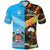 Australia Fiji Polo Shirt Aboriginal and Tapa Design Together LT8 Unisex Blue - Polynesian Pride