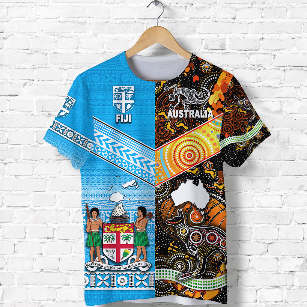 Australia Aboriginal and Fiji Tapa T Shirt Together LT8 - Polynesian Pride